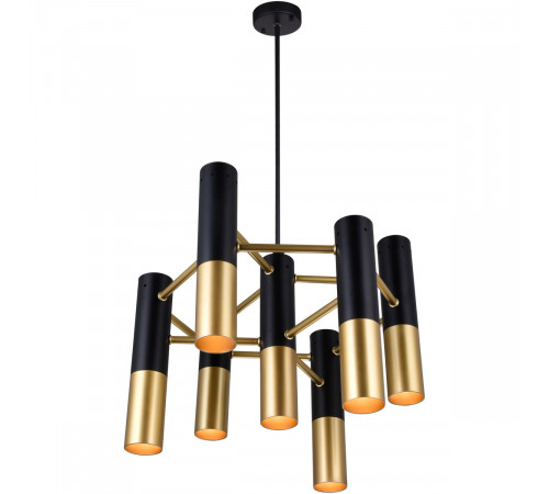 Anem 7 Light 17 inch Matte Black and Satin Gold Down Chandelier Ceiling Light Anem 7 Light 17 inch Matte Black and Satin Gold Down Chandelier Ceiling Light