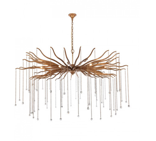 Willow 8 Light 60 inch Drizzled Antique Gold Chandelier Ceiling Light, Urban Classic