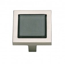 Spa Black Square Knob 1 3/8 Inch Brushed Nickel