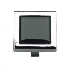Spa Black Square Knob 1 3/8 Inch Polished Chrome