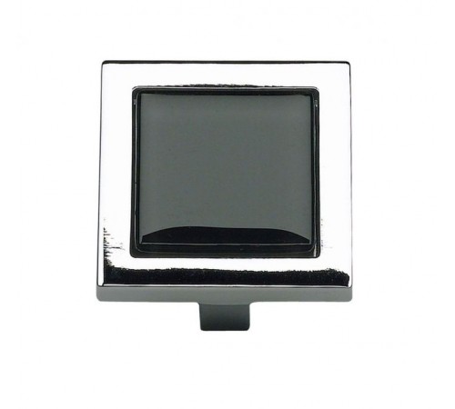 Spa Black Square Knob 1 3/8 Inch Polished Chrome