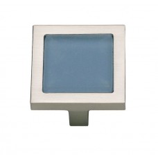 Spa Blue Square Knob 1 3/8 Inch Brushed Nickel