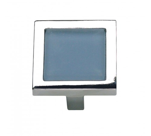 Spa Blue Square Knob 1 3/8 Inch Polished Chrome Spa Blue Square Knob 1 3/8 Inch Polished Chrome