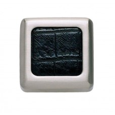 Paradigm Square Knob 1 1/4 Inch BN & Black Croc Leather