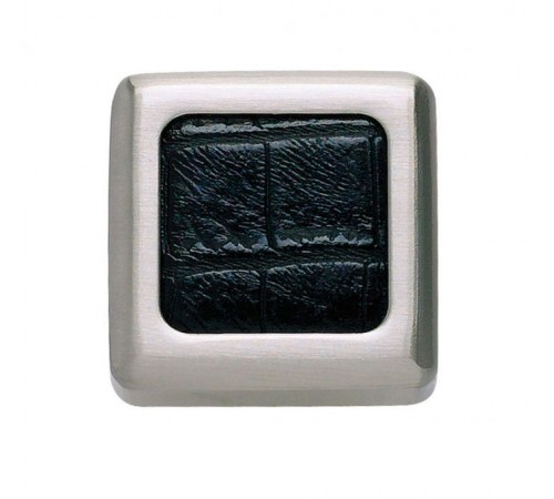 Paradigm Square Knob 1 1/4 Inch BN & Black Croc Leather Paradigm Square Knob 1 1/4 Inch BN & Black Croc Leather