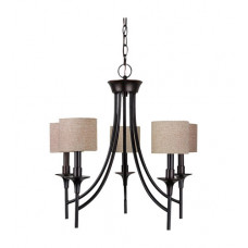 Stirling 5 Light 23 inch Burnt Sienna Chandelier Ceiling Light in Beige Linen Fabric