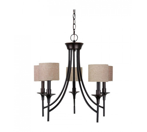 Stirling 5 Light 23 inch Burnt Sienna Chandelier Ceiling Light in Beige Linen Fabric