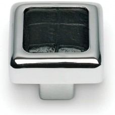 Paradigm Square Knob 1 1/4 Inch  CH & Black Croc Leather