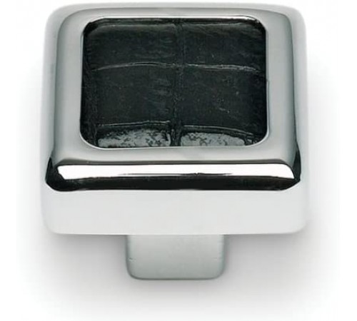 Paradigm Square Knob 1 1/4 Inch  CH & Black Croc Leather