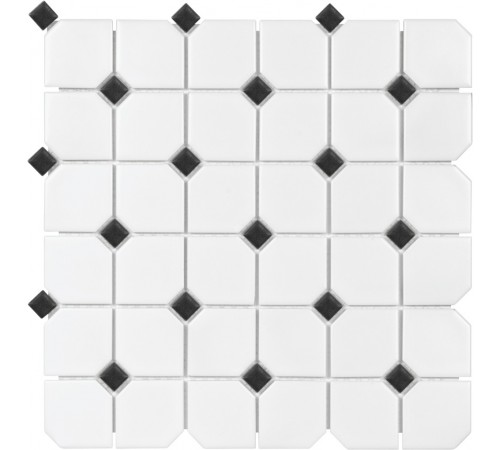 Soho Matte with Dot Porcelain Mosaics White w/Blk

