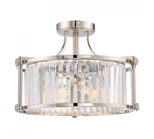 Krys 3 Light 18 inch Polished Nickel Semi Flush Mount Ceiling Light Krys 3 Light 18 inch Polished Nickel Semi Flush Mount Ceiling Light