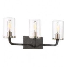 Sherwood 3 Light 24 inch Iron Black and Brushed Nickel Accents Vanity Light Wall Light