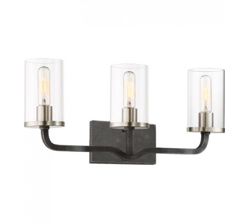 Sherwood 3 Light 24 inch Iron Black and Brushed Nickel Accents Vanity Light Wall Light