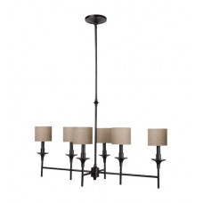 Stirling 6 Light 35 inch Burnt Sienna Island Pendant Ceiling Light in Beige Linen Fabric