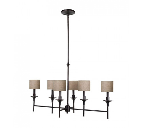 Stirling 6 Light 35 inch Burnt Sienna Island Pendant Ceiling Light in Beige Linen Fabric