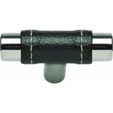 Zanzibar Black Leather Knob 1 7/8 Inch