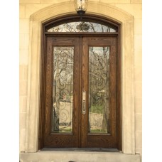 Double door 1 panel with glass and transom