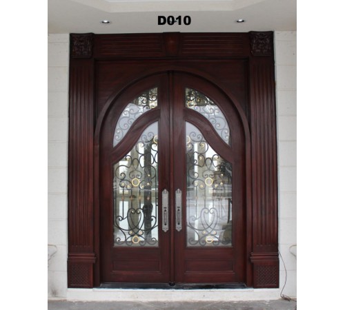 Double door with glass inserts and special design