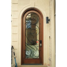 1 panel door with glass and a curved top
