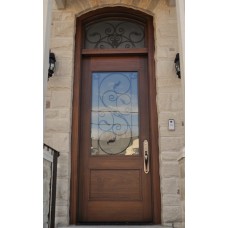 2 panel door with glass and transom 