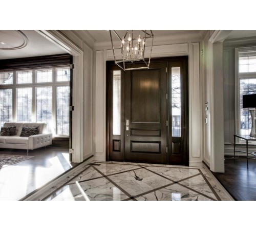 2 panel square door with 2 sidelights