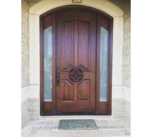 4 panel solid door with curve 2 sidelights