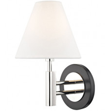 Robbie 1 Light 8 inch Polished Nickel and Black Wall Sconce Wall Light