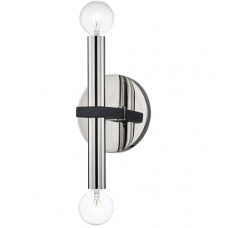 Colette 2 Light Polished Nickel / Black Wall Sconce Wall Light in Polished Nickel and Black