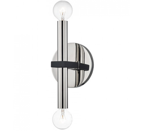 Colette 2 Light Polished Nickel / Black Wall Sconce Wall Light in Polished Nickel and Black