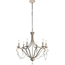 Baez 6 Light 26 inch Antiqued Silver Chandelier Ceiling Light