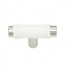 Zanzibar White Leather Knob 1 7/8 Inch