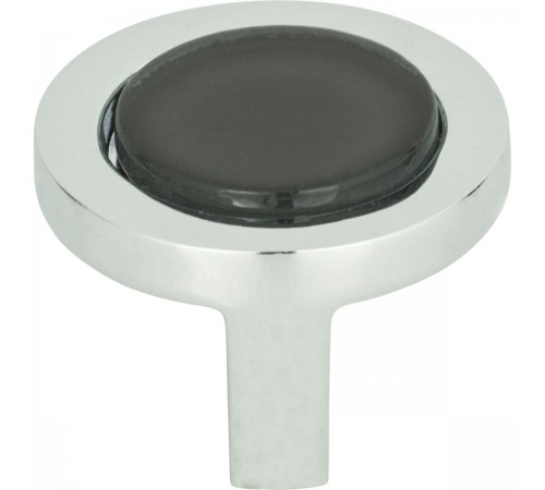 Spa Black Round Knob 1 1/4 Inch Polished Chrome