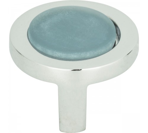 Spa Blue Round Knob 1 1/4 Inch Polished Chrome