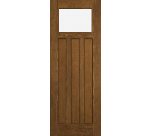 8ft Oak Top View Craftsman 1-Light 3-Panel Glass Panel