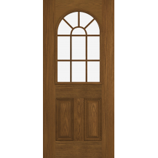 Oak 1/2 View Round Top 11-Light 2-Panel Glass Panel