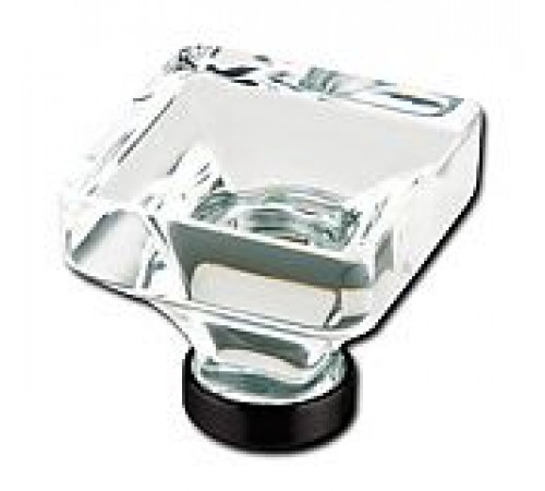 Crystal Lido Knob Flat Black 1 3/8