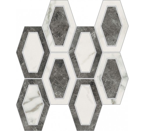 Imperial Michelangelo Bianco Carrara and Grigio Visone Losanga Polished 