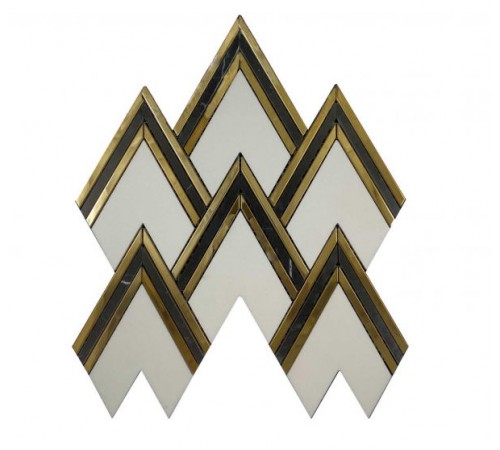 MG824 – Aurora Herringbone Gold Marble Mosaic